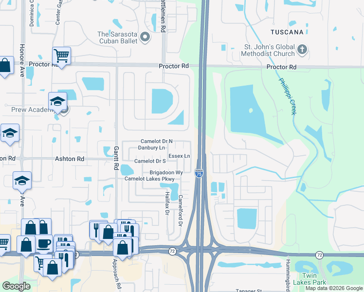map of restaurants, bars, coffee shops, grocery stores, and more near 5966 Ramsgate Terrace in Sarasota
