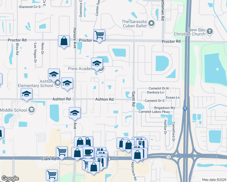 map of restaurants, bars, coffee shops, grocery stores, and more near 5553 Magnolia Blossom Lane in Sarasota
