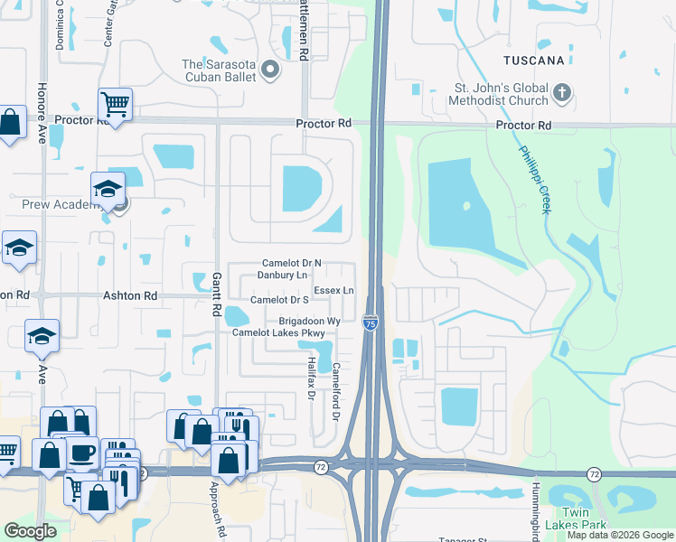 map of restaurants, bars, coffee shops, grocery stores, and more near 5966 Ramsgate Terrace in Sarasota