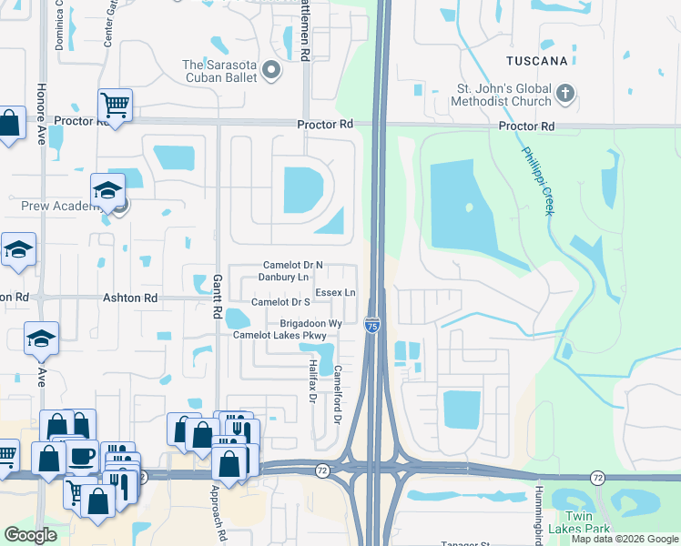 map of restaurants, bars, coffee shops, grocery stores, and more near 5966 Ramsgate Terrace in Sarasota