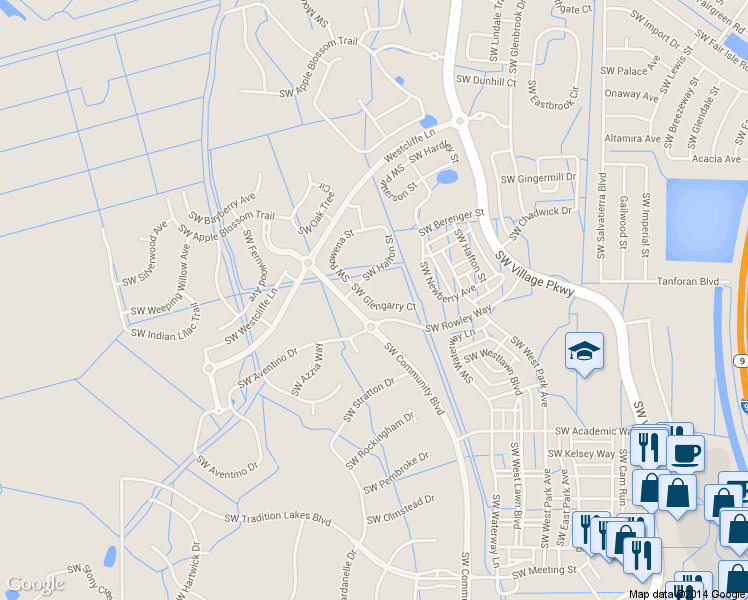 map of restaurants, bars, coffee shops, grocery stores, and more near 11470 Southwest Glengarry Court in Port St. Lucie