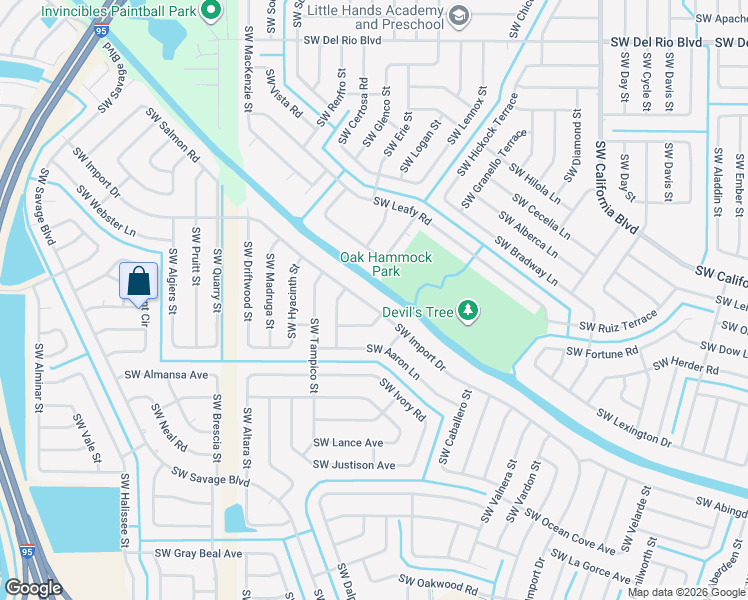 map of restaurants, bars, coffee shops, grocery stores, and more near 2007 Southwest Import Drive in Port St. Lucie
