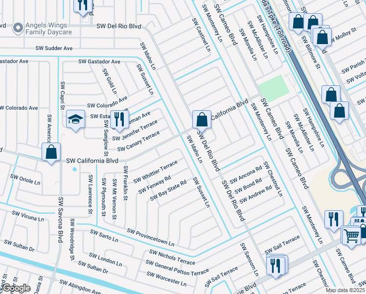 map of restaurants, bars, coffee shops, grocery stores, and more near 2101 Southwest Susset Lane in Port Saint Lucie