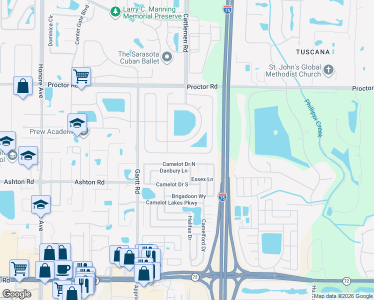map of restaurants, bars, coffee shops, grocery stores, and more near 5757 Stone Pointe Drive in Sarasota