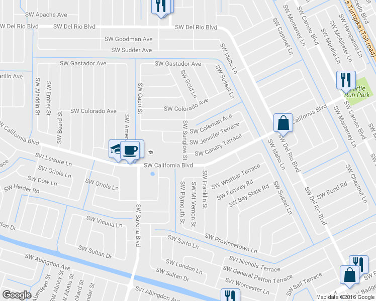 map of restaurants, bars, coffee shops, grocery stores, and more near 1085 Southwest Canary Terrace in Port St. Lucie