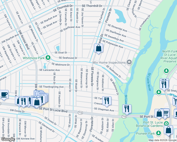 map of restaurants, bars, coffee shops, grocery stores, and more near 2049 Southeast Stonecrop Street in Port St. Lucie