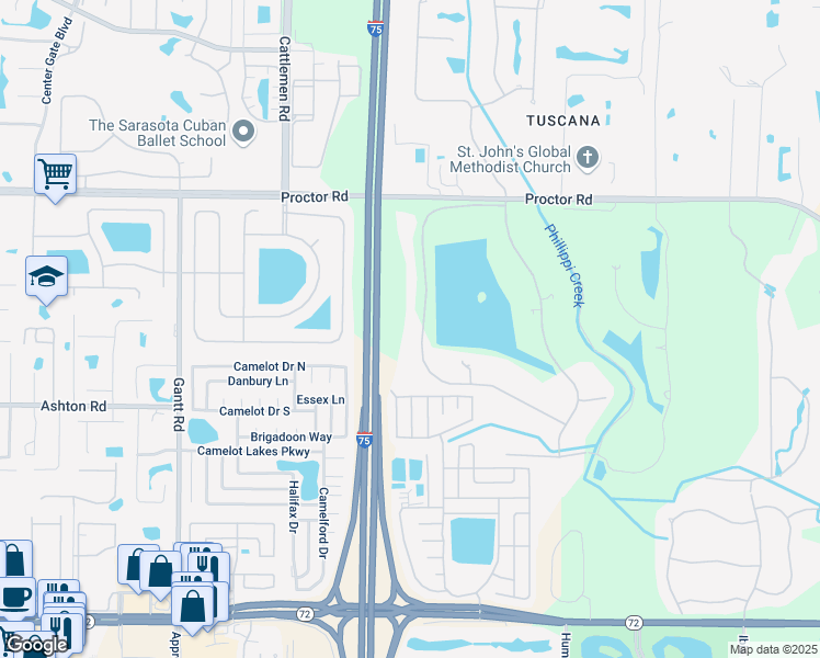 map of restaurants, bars, coffee shops, grocery stores, and more near 4942 Hubner Circle in Sarasota
