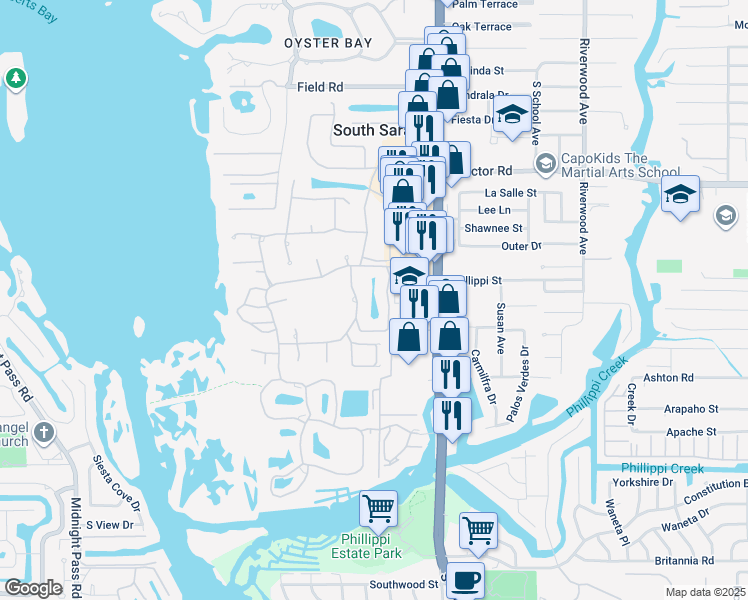 map of restaurants, bars, coffee shops, grocery stores, and more near 5125 Flicker Field Circle in Sarasota