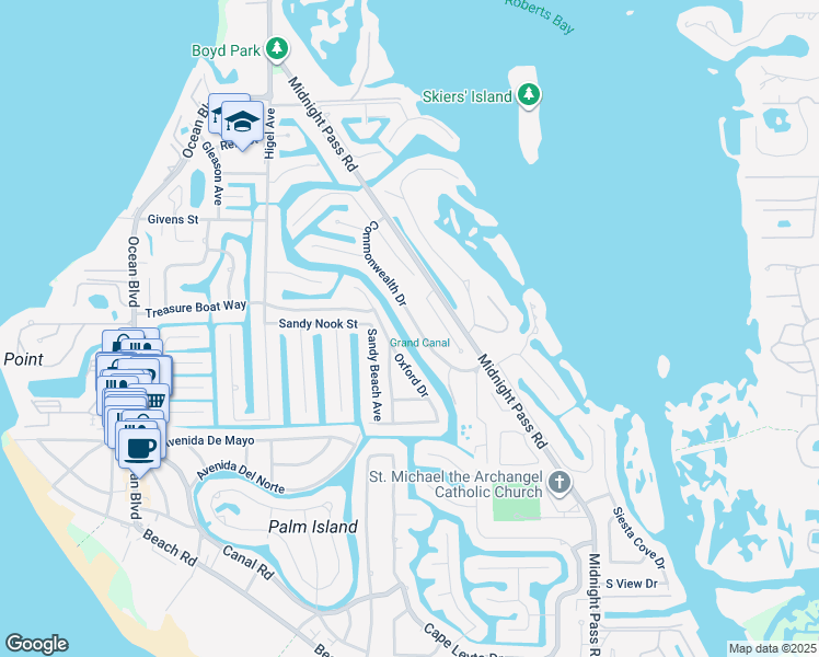 map of restaurants, bars, coffee shops, grocery stores, and more near 4934 Commonwealth Drive in Siesta Key