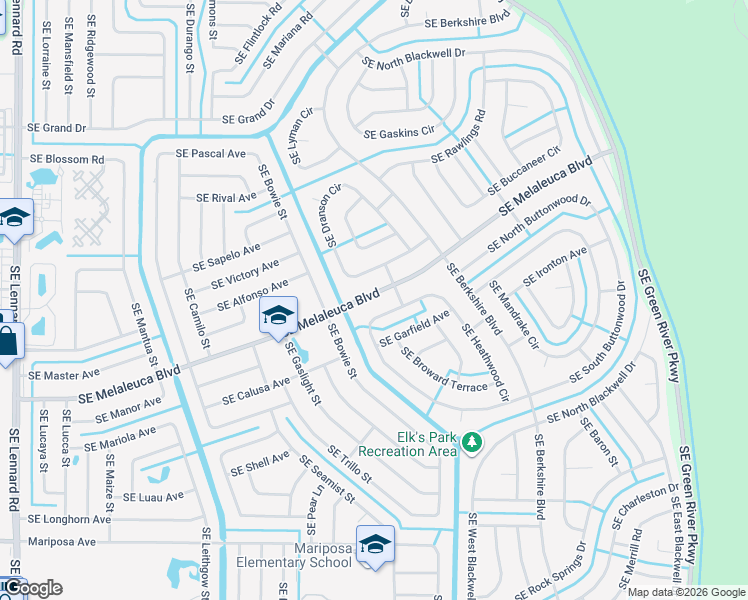 map of restaurants, bars, coffee shops, grocery stores, and more near 2662 Southeast Melaleuca Boulevard in Port St. Lucie