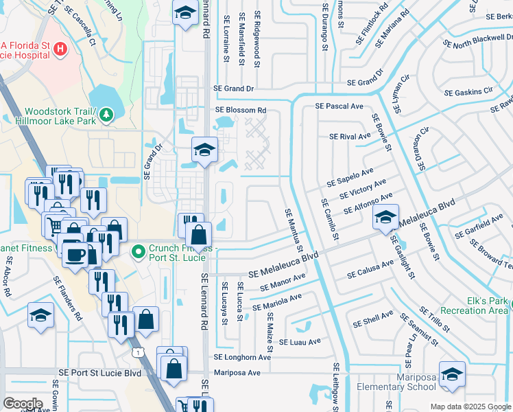 map of restaurants, bars, coffee shops, grocery stores, and more near 2012 Southeast Mary Terrace in Port Saint Lucie