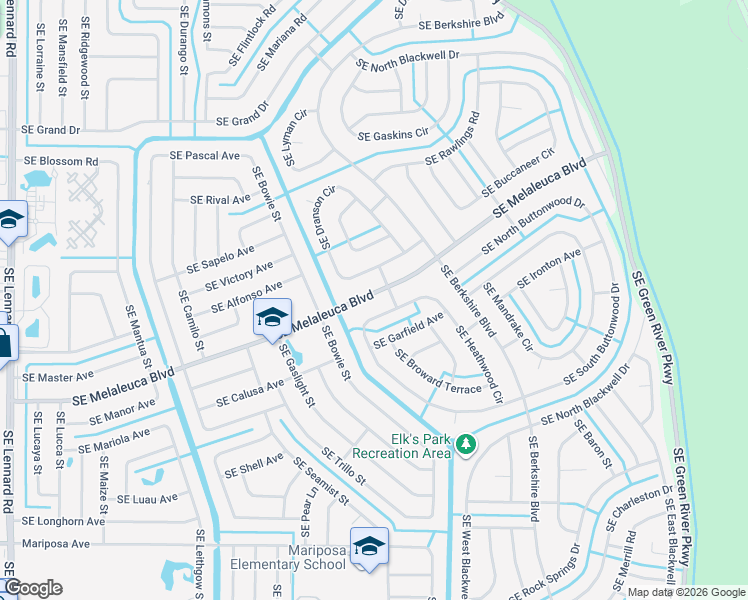 map of restaurants, bars, coffee shops, grocery stores, and more near 2662 Southeast Melaleuca Boulevard in Port St. Lucie