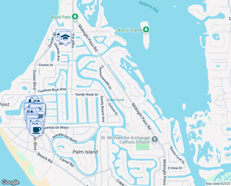 map of restaurants, bars, coffee shops, grocery stores, and more near 750 Birdsong Lane in Siesta Key