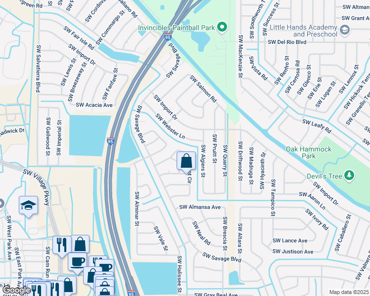 map of restaurants, bars, coffee shops, grocery stores, and more near 2323 Southwest Kent Circle in Port St. Lucie