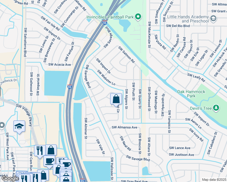 map of restaurants, bars, coffee shops, grocery stores, and more near 2321 Southwest Kent Circle in Port St. Lucie