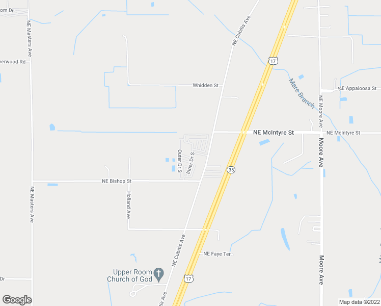 map of restaurants, bars, coffee shops, grocery stores, and more near Inner Drive South in Arcadia