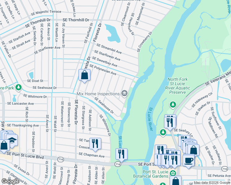 map of restaurants, bars, coffee shops, grocery stores, and more near 2081 Southeast Esterbrook Street in Port St. Lucie
