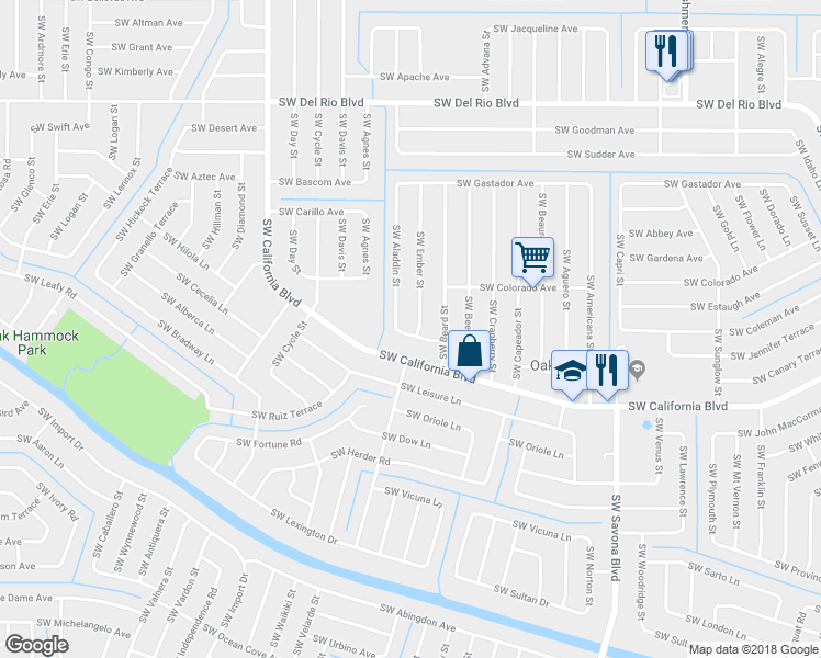 map of restaurants, bars, coffee shops, grocery stores, and more near 2098 Southwest Ember Street in Port St. Lucie