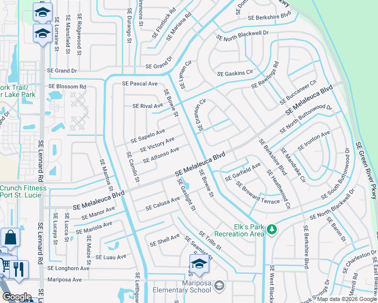 map of restaurants, bars, coffee shops, grocery stores, and more near 1968 Southeast Bowie Street in Port St. Lucie