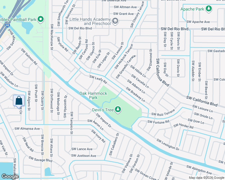 map of restaurants, bars, coffee shops, grocery stores, and more near 1826 Southwest Leafy Road in Port St. Lucie