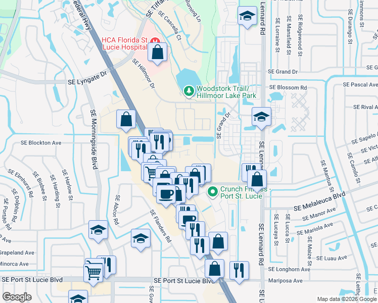 map of restaurants, bars, coffee shops, grocery stores, and more near 10120 S US Highway 1 in Port St Lucie