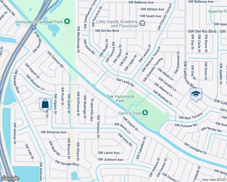 map of restaurants, bars, coffee shops, grocery stores, and more near 1985 Southwest Villanova Road in Port St. Lucie