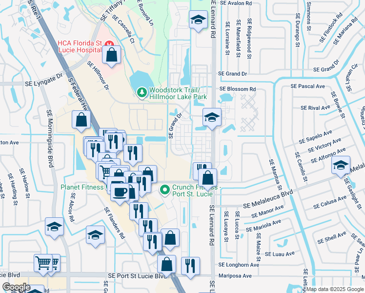 map of restaurants, bars, coffee shops, grocery stores, and more near 1964 Southeast High Springs Drive in Port Saint Lucie