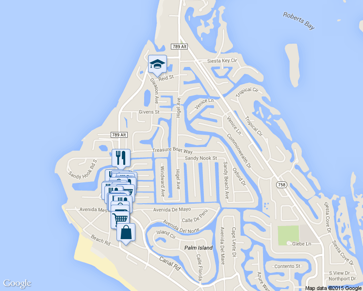 map of restaurants, bars, coffee shops, grocery stores, and more near 4929 Higel Ave in Sarasota