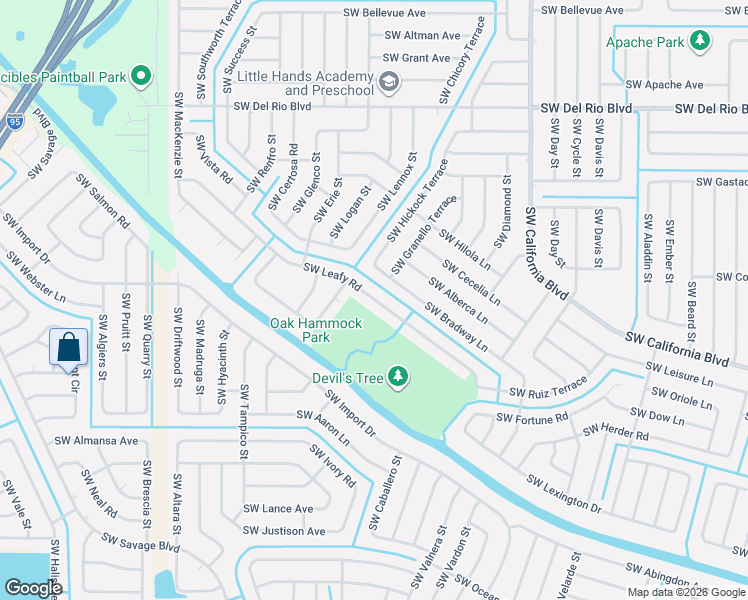 map of restaurants, bars, coffee shops, grocery stores, and more near 1826 Southwest Leafy Road in Port St. Lucie