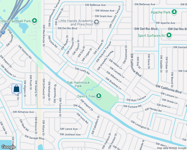 map of restaurants, bars, coffee shops, grocery stores, and more near 1880 Southwest Bradway Lane in Port St. Lucie