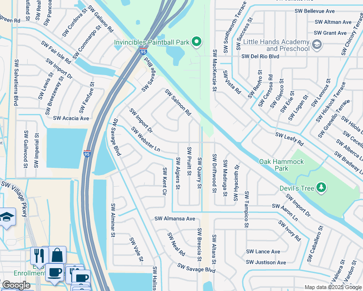 map of restaurants, bars, coffee shops, grocery stores, and more near 2239 Southwest Import Drive in Port St. Lucie