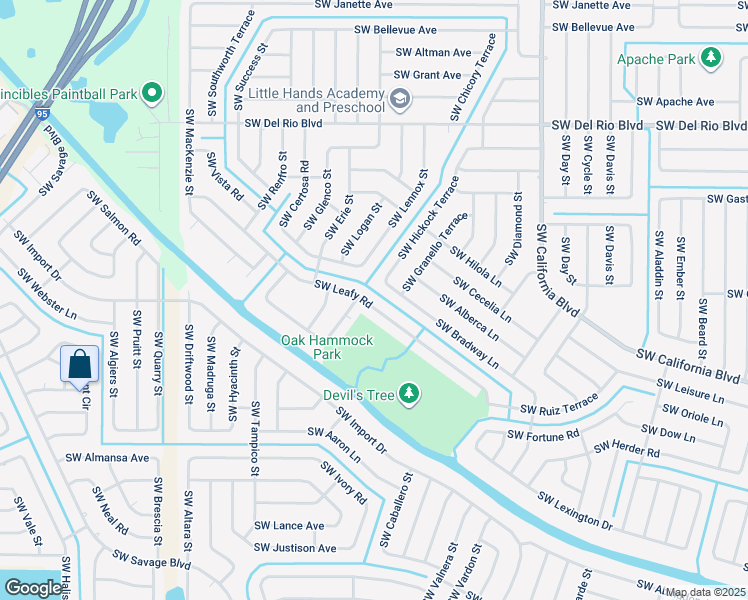 map of restaurants, bars, coffee shops, grocery stores, and more near 1873 Southwest Leafy Road in Port St. Lucie