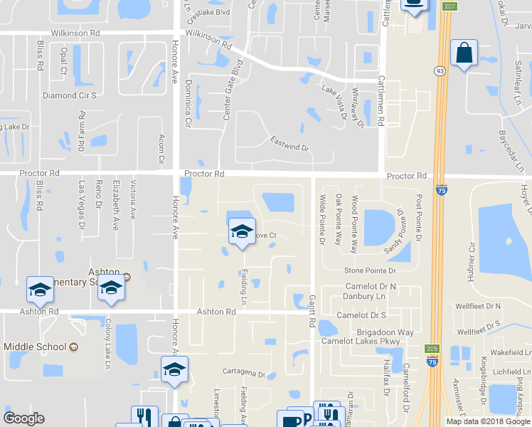 map of restaurants, bars, coffee shops, grocery stores, and more near 4860 Cedar Oak Way in Sarasota