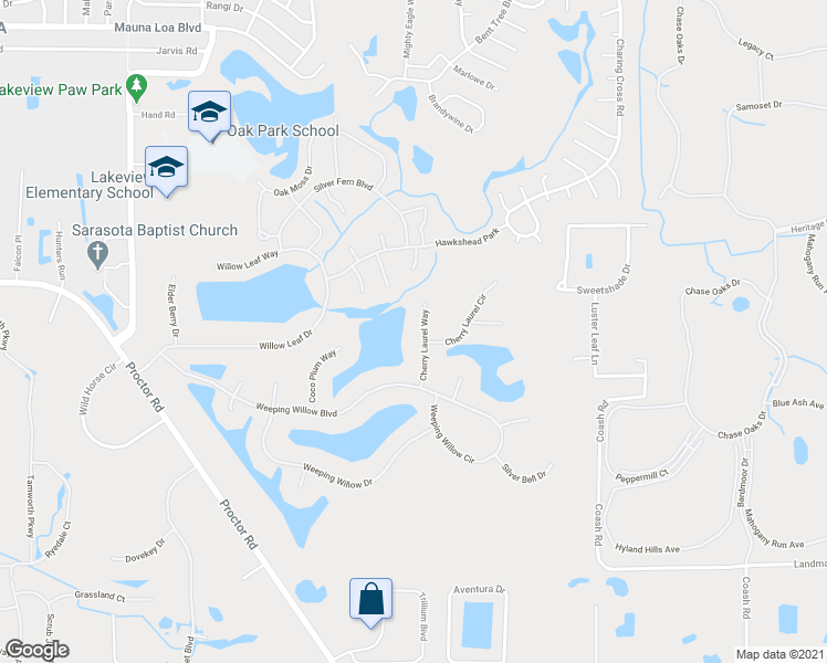 map of restaurants, bars, coffee shops, grocery stores, and more near 4906 Cherry Laurel Way in Sarasota