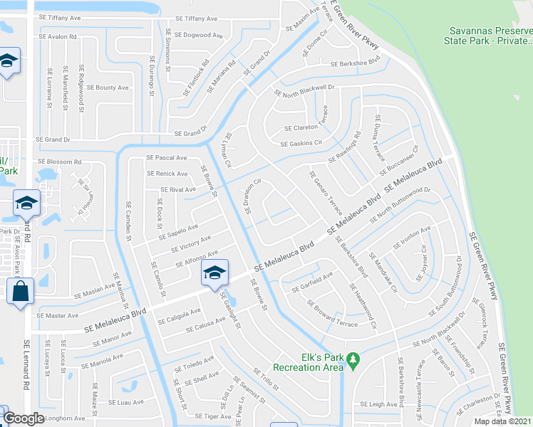 map of restaurants, bars, coffee shops, grocery stores, and more near 1941 Southeast Lavina Circle in Port Saint Lucie