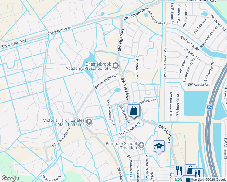 map of restaurants, bars, coffee shops, grocery stores, and more near 11160 Southwest Sophronia Street in Port St. Lucie