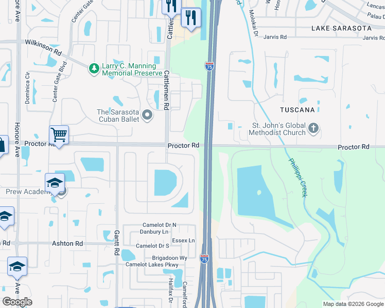 map of restaurants, bars, coffee shops, grocery stores, and more near 4825 Post Pointe Drive in Sarasota