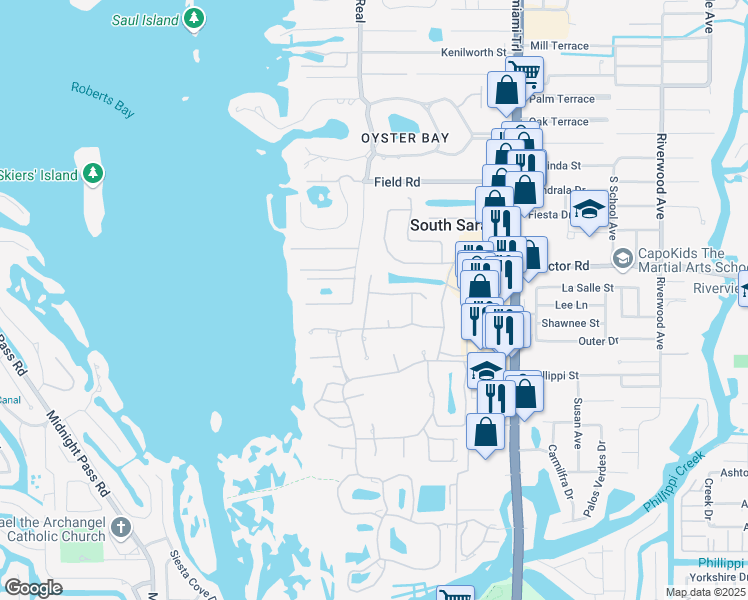 map of restaurants, bars, coffee shops, grocery stores, and more near 4808 Peregrine Point Circle East in Sarasota