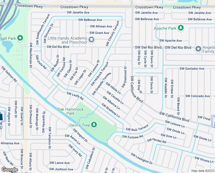 map of restaurants, bars, coffee shops, grocery stores, and more near 1798 Southwest Hilola Lane in Port St. Lucie