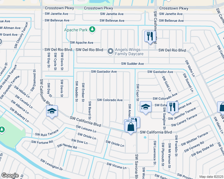 map of restaurants, bars, coffee shops, grocery stores, and more near 1955 Southwest Capeador Street in Port St. Lucie