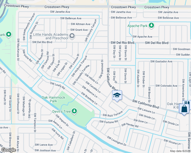 map of restaurants, bars, coffee shops, grocery stores, and more near 1981 Southwest Hillman Street in Port St. Lucie