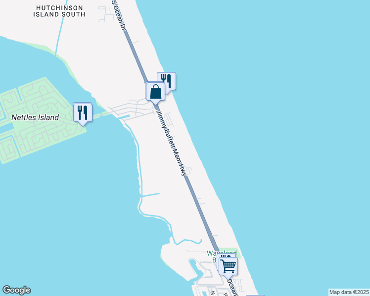 map of restaurants, bars, coffee shops, grocery stores, and more near 9950 South Ocean Drive in Jensen Beach