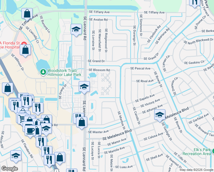 map of restaurants, bars, coffee shops, grocery stores, and more near 1802 Southeast Sir Lancelot Drive in Port St. Lucie