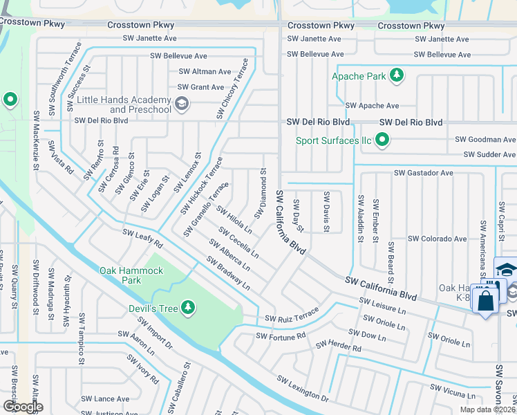 map of restaurants, bars, coffee shops, grocery stores, and more near 1981 Southwest Hillman Street in Port St. Lucie