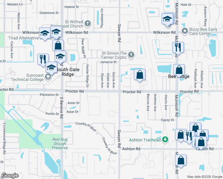 map of restaurants, bars, coffee shops, grocery stores, and more near 4822 Sawyer Pine Road in Sarasota
