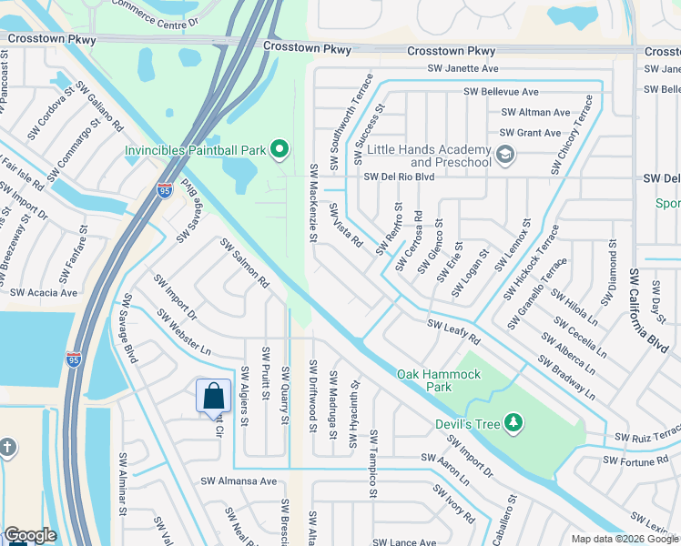 map of restaurants, bars, coffee shops, grocery stores, and more near 1937 Southwest Mackenzie Street in Port St. Lucie