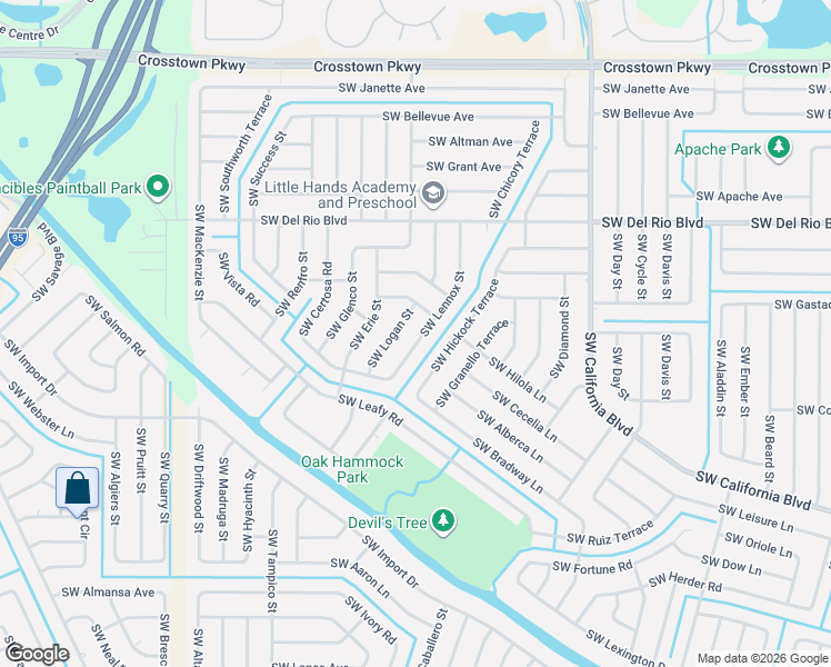 map of restaurants, bars, coffee shops, grocery stores, and more near 1912 Southwest Lennox Street in Port St. Lucie