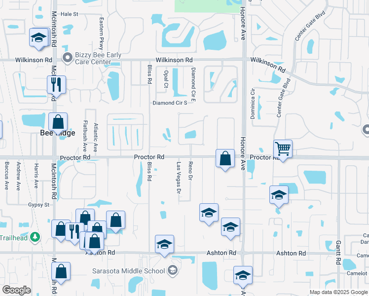 map of restaurants, bars, coffee shops, grocery stores, and more near 4912 Old Oakleaf Drive in Sarasota