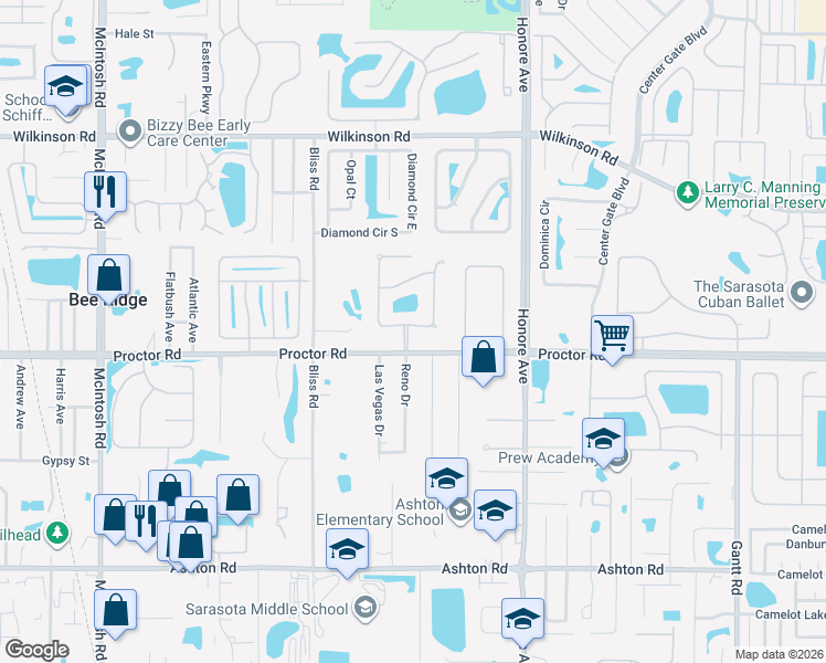 map of restaurants, bars, coffee shops, grocery stores, and more near 4931 Old Oakleaf Drive in Sarasota