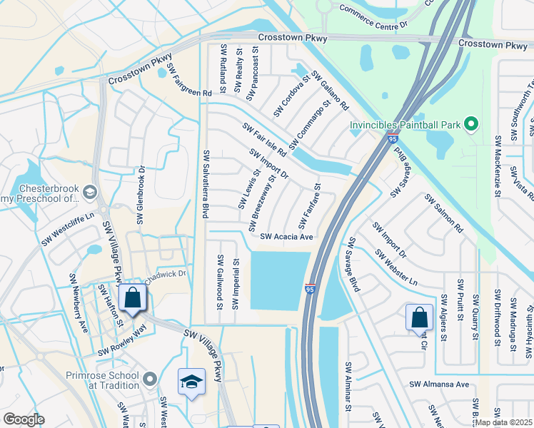 map of restaurants, bars, coffee shops, grocery stores, and more near 1970 Southwest Glendale Street in Port St. Lucie